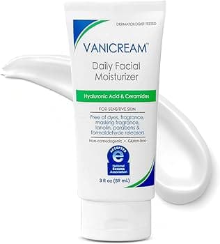 Vanicream Vanicream Daily Facial Moisturizer With Ceramides and Hyaluronic Acid - Formulated Without Common Irritants for Those with Sensitive Skin, 3 fl oz (Pack of 1)