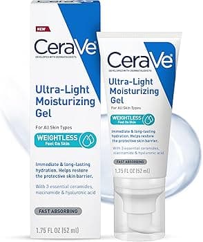 CeraVe CeraVe Ultra-Light Moisturizing Gel, Hydrating Gel Face Moisturizer For Men & For Women with Ceramides, Niacinamide, Hyaluronic Acid, Fragrance Free, Oil-Free, Mattifying Moisturizer, 1.75 FL Oz