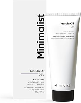 Minimalist Face Moisturizer for Dry Skin | 5% Marula Oil With Hyaluronic Acid For Deep Nourishment & Hydration | Face Hydrating Moisturizer | For Women & Men | 1.7 Oz / 50 gm