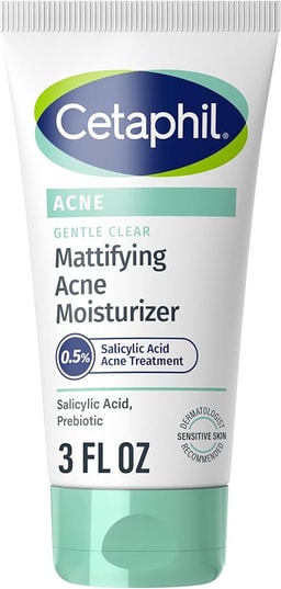 Cetaphil Face Moisturizer, Gentle Clear Mattifying Acne Moisturizer With 0.5% Salicylic Acid, Hydrates and Treats Sensitive Acne Prone Skin, Skin Care for Sensitive Skin, 3oz
